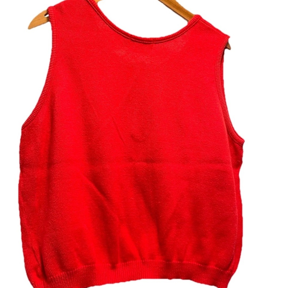 LL Bean Tank Sweater Red Cotton Henley Women’s XL Vintage USA - Picture 2 of 8
